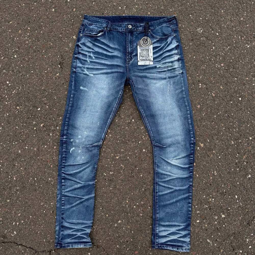 Hydraulic Men's Blue Distressed Slim Fit Stretch Denim Jeans